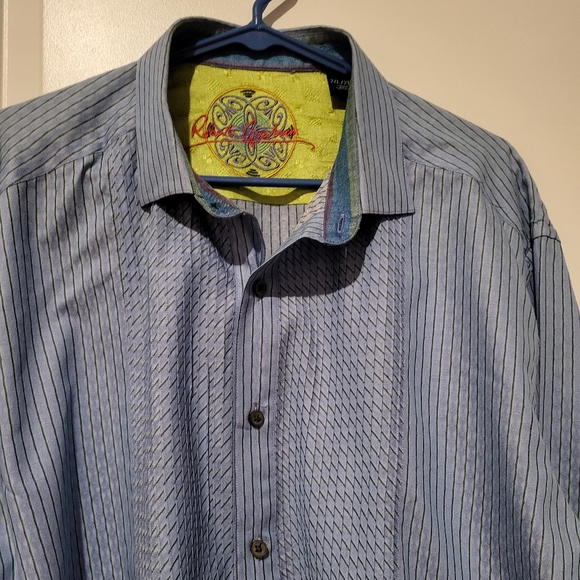 Robert Graham Mens Blue Stripped Button Shirt - Picture 2 of 8
